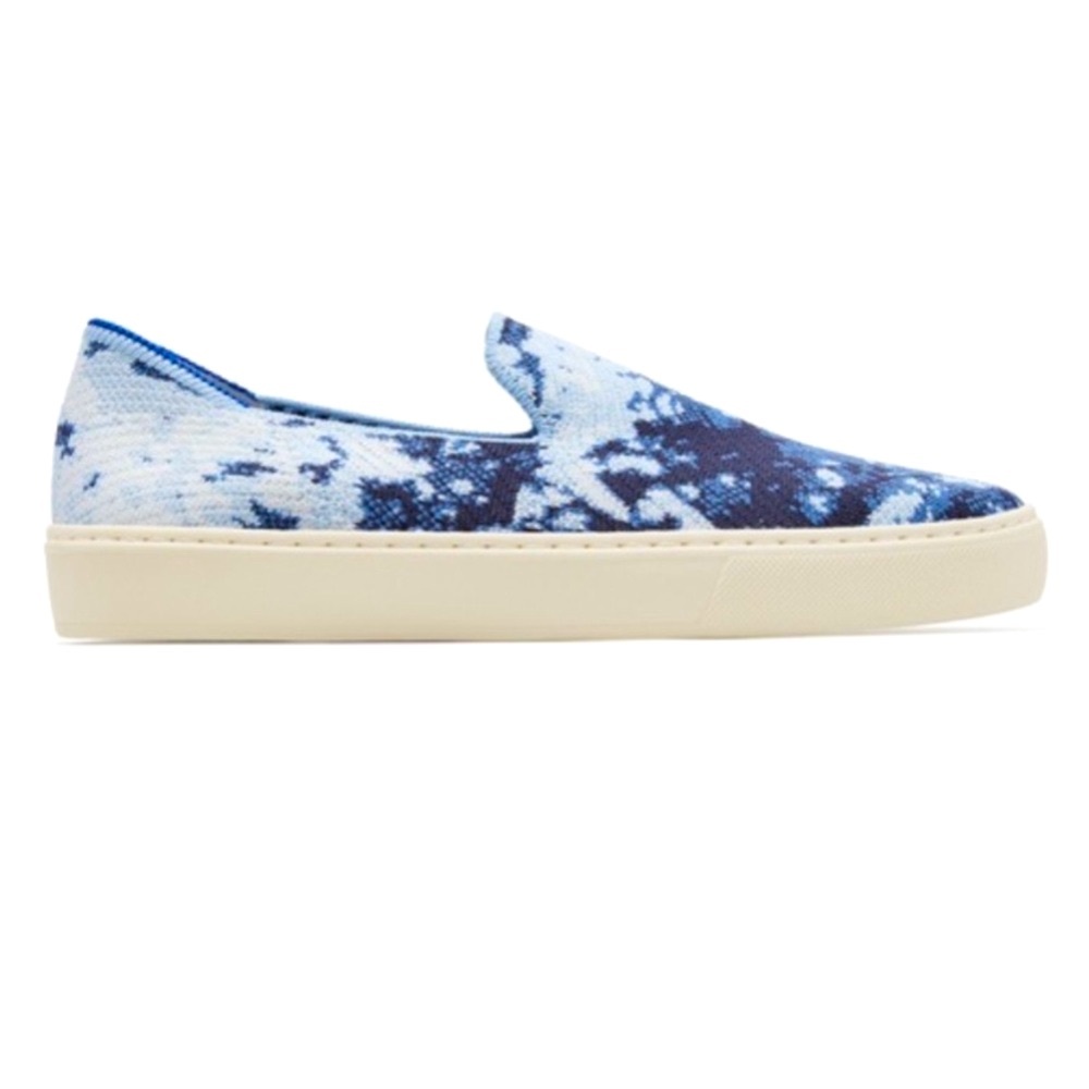 Rothy’s x The Butcher’s Daughter Limited Edition Shibori Blue Slip On Sneakers - Picture 5 of 16